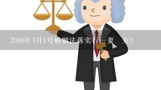 2016年3月1号婚姻法蒋实行1妻兩夫?